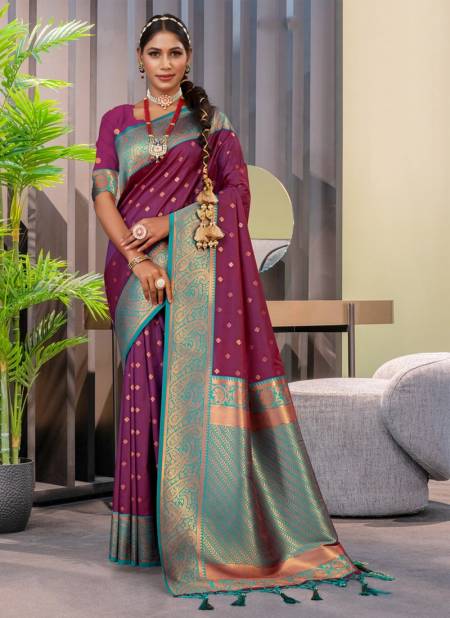 Purple Colour Silk N Silk 14001 To 14006 Designer Saree Catalog 14005