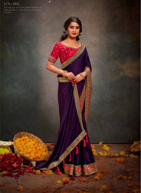 Purple Colour Silk Sanchi By Suma Designer Occasion Wear Saree Wholesale Shop In Surat 3002