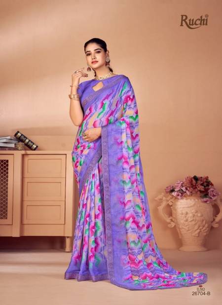 Purple Colour Simaya 20th Edition By Ruchi Chiffon Saree Catalog 26704 B