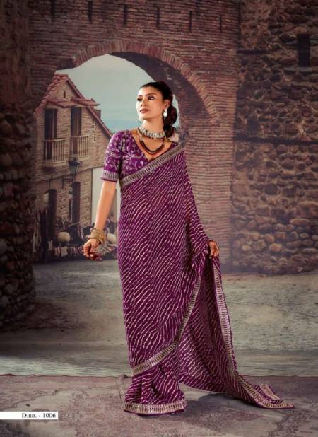 Purple Colour Siya By Mahamani Creation Georgette With Heavy Border Saree Catalog 1006