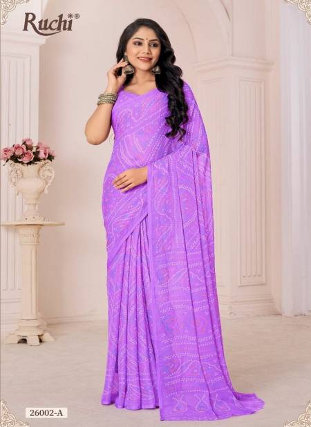 Purple Colour Star Chiffon 130 By Ruchi Chiffon Printed Saree Catalog 26002 A