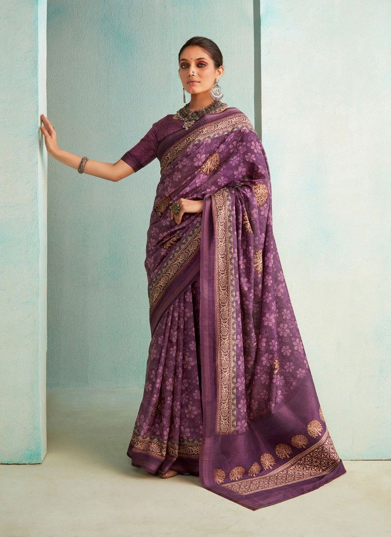 Purple Colour Suchitra Silk By Rajpath Handloom Weaving Saree Wholesale Online 360008