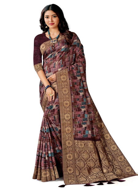 Purple Colour Sukun Viscose Digital Print Saree Catalog 7528 Catalog