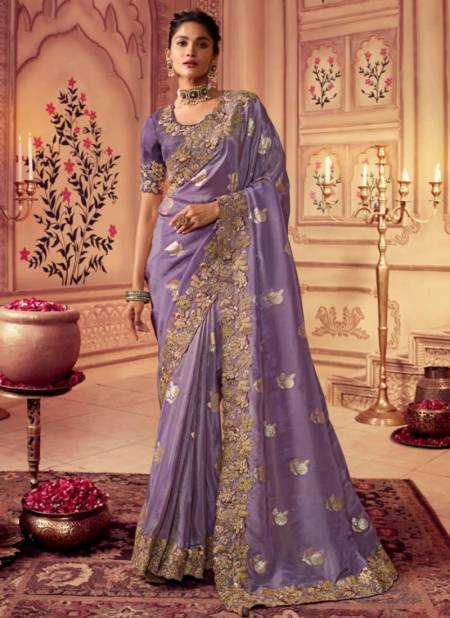 Purple Colour Suvarna By Sulakshmi 8001 To 8009 Wedding Wear Sarees Catalog 8002