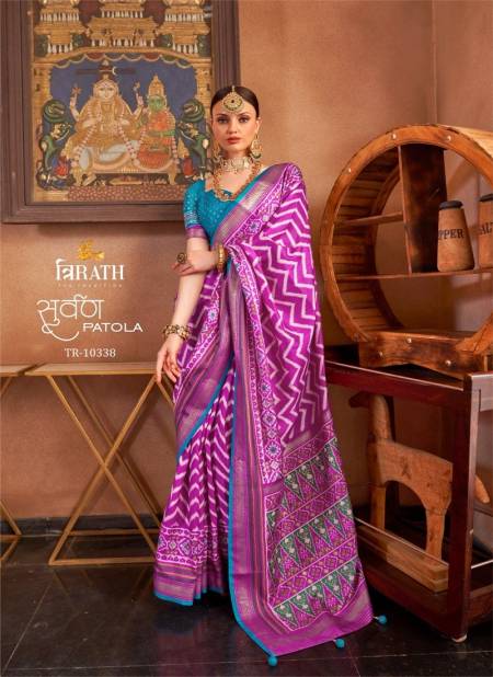 Purple Colour Suwarna Patola By Tirath Mercerized Sigma Silk Occasion Wear Wholesale Saree In India TR-10338