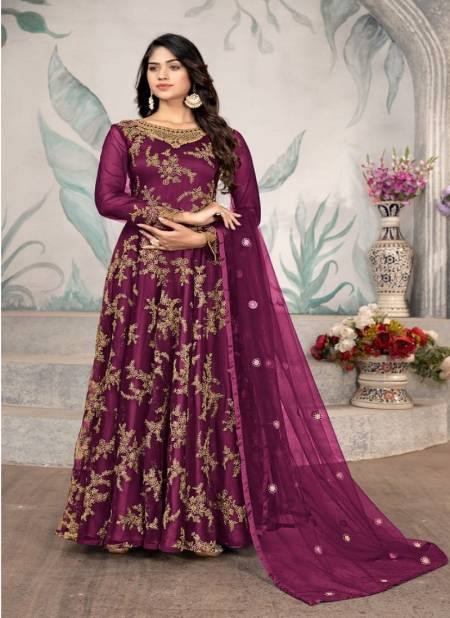 Purple Colour Swagat 655 Colors Gown Catalog 655 A