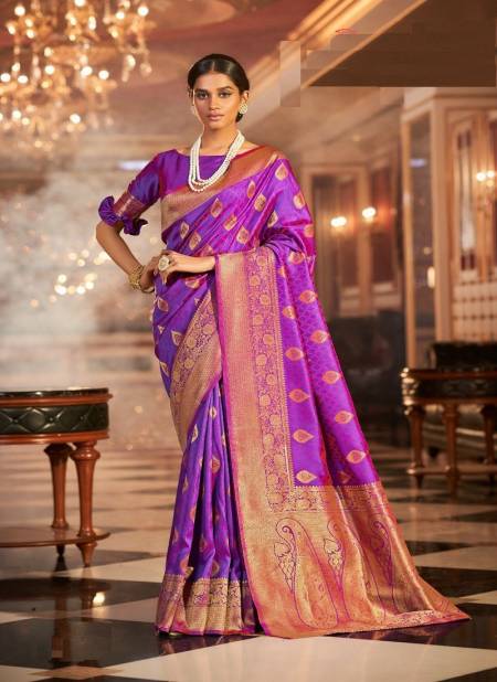 Purple Colour Swarna 22001 To 22006 By The Fabrica Silk Saree Catalog 22001