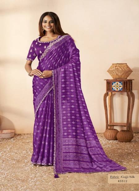 Purple Colour Swasti By Mahotsav Gajji Bhagalpuri Silk Designer Saree Catalog 43312