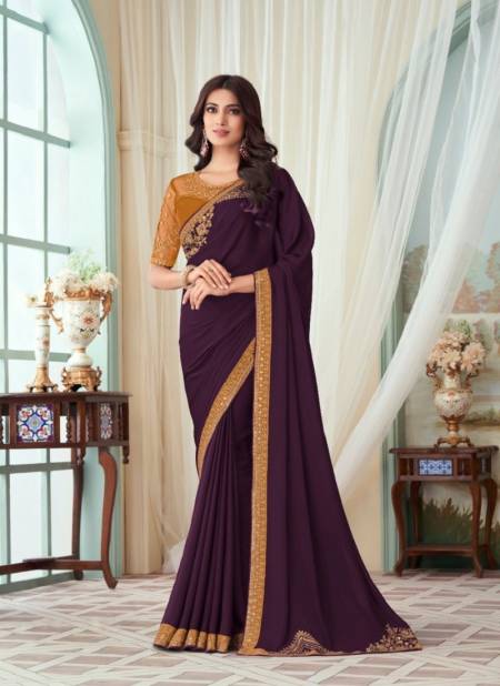 Purple Colour Tfh Milano Silk Designer Saree Catalog 27002 F