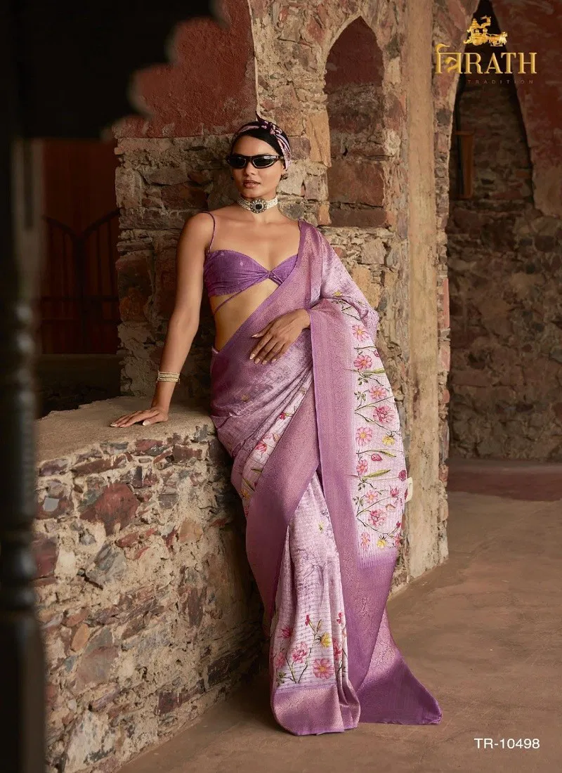 Purple Colour Trirath By Sulekha Tussar Silk Designer Sarees Suppliers In Surat TR 10498