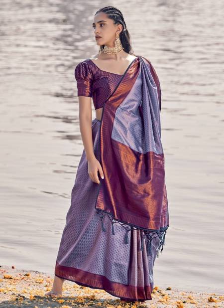 Purple Colour Uberra Pattu Rajpath Exclusive Wear Wholesale Silk Sarees Catalog 71005