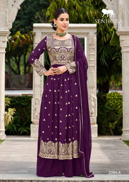 Purple Colour Vedika By Senhora Sharara Wedding Salwar Suit Catalog 2094-A