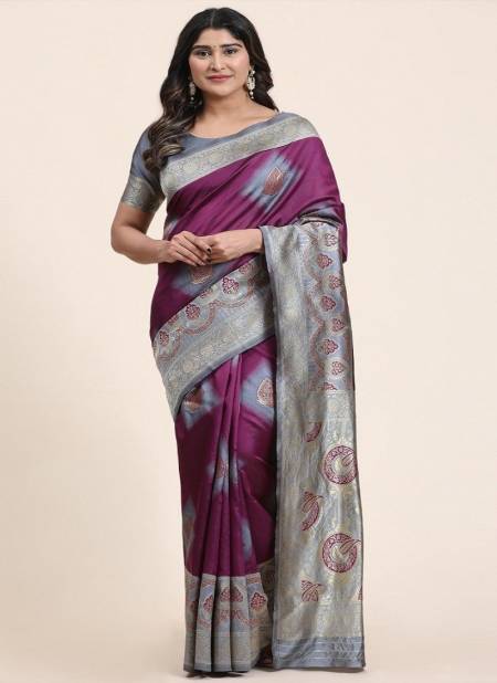 Purple Colour Vedika By Sethnic Banarasi Art Silk Designer Saree Catalog 1704