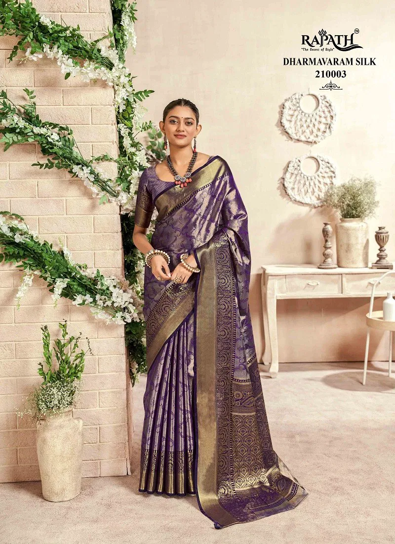 Purple Colour Venkatgiri Silk By Rajpath Pure Dharmavaram Sarees Exporters In India 210003