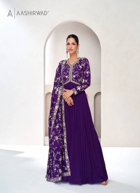 Purple Colour Veronica By Aashirwad Premium Silk Readymade Suits Wholesale Shop In Surat 10008