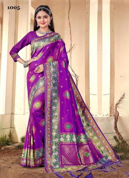 Purple Colour Vishaka By Sangam Wedding Saree Catalog 1005
