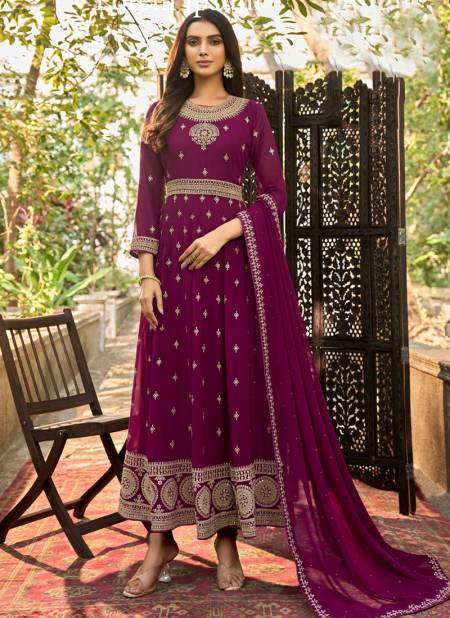 Purple Colour Zaina Fk Wedding Wear Wholesale Georgette Salwar Suits Catalog 1024