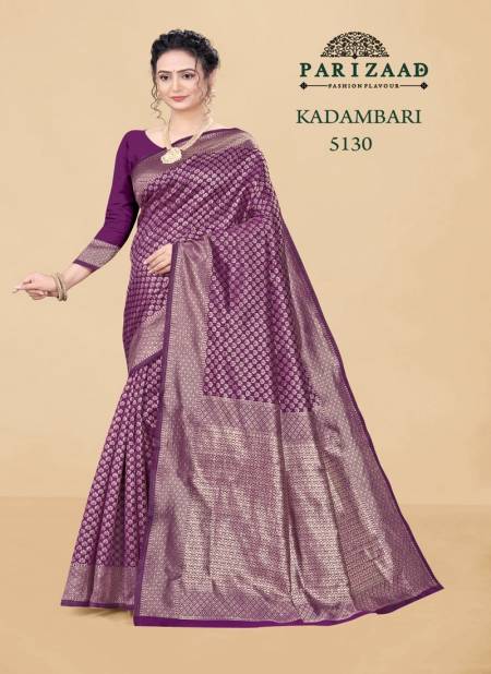 Purple Colour kadambari By Parizaad Silk Designer Saree Wholesalers In Delhi 5130