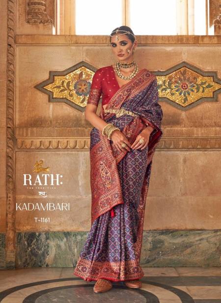 Purple Kadambari By Rath Pure Silk Jacquard Designer Saree Catalog 1161