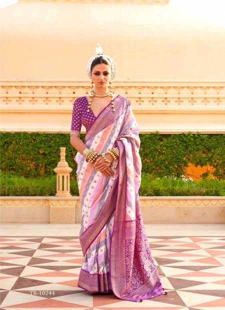 Purple Multi Colour Pratha By Trirath P.V Silk Foil Printed Casual Wear Saree Suppliers In India TR-10244