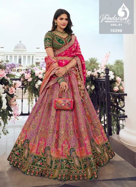 Purple Multi Colour Royal Vrindavan Vol 51 Silk Bridal Lehenga Choli Suppliers In India 10296