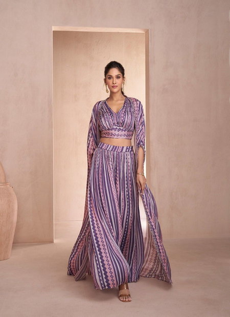 Purple Multi Colour Simayaa By Sayuri Chinon Silk Wedding Wear Designer Readymade Suits Manufacturers