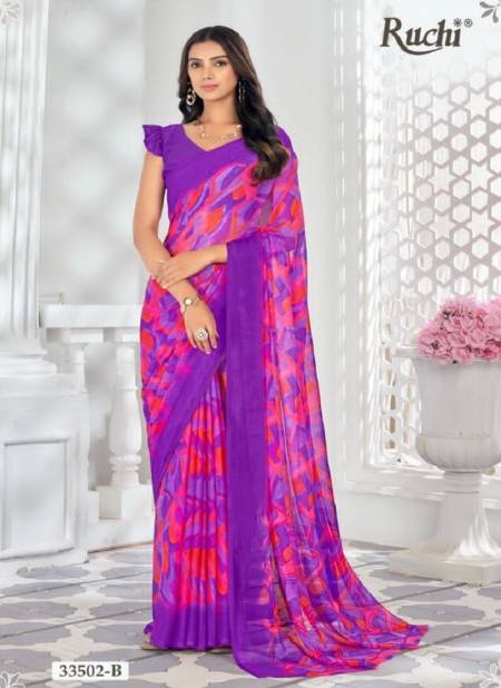 Purple Multi Colour Star Chiffon 159 By Ruchi Printed Daily Wear Sarees Orders In India 33502-B