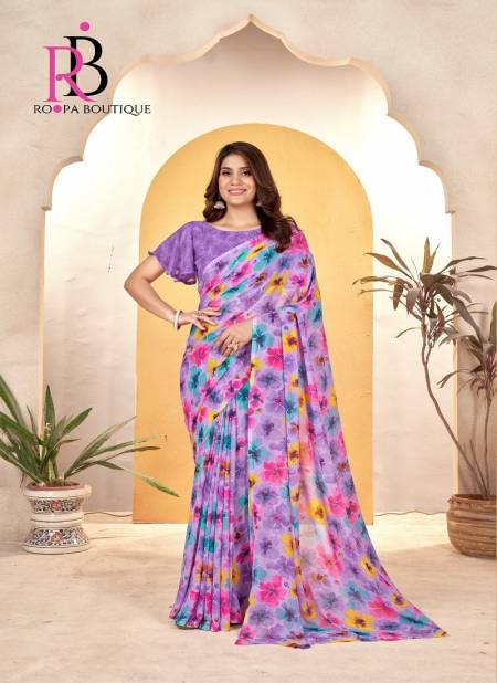 Purple Multi Colour Zeeya Radhika Vol 5 By Roopa Weight Less Printed Daily Wear Sarees Exporters In India 117