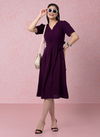 Purple Raisin American Crepe Party Wear Western Midi Dress Catalog OLRF0022