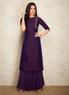 Purple Festive Wear Viscose Silk Designer Party Wear Embroidery Work Kurtis With palazzo 403