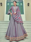Purple Silk Festival Wear Embroidery Work Anarkali Suit