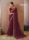 Purple Subhash Georgette Foil Work Saree with Dupian Embroider Work Blouse Designer Rich Look Wedding Wear and Party Wear Saree 10313