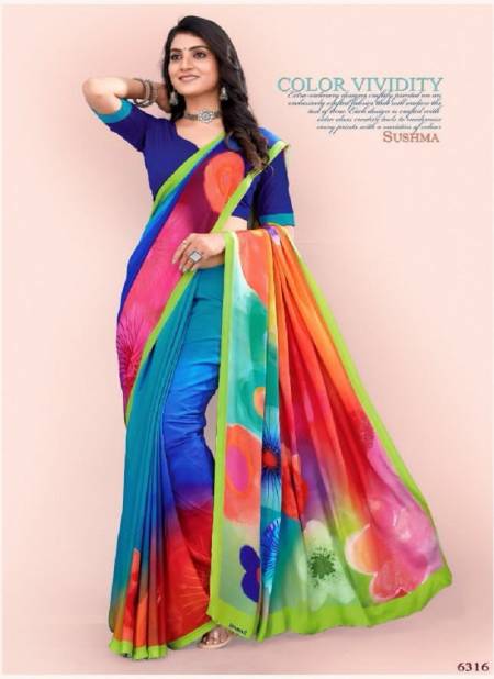 Rainbow Colour Modern Classy By Sushma Digital Printed Crape Saree Surat Wholesale Market 6316