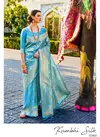 Sky Blue RajTex Kumbhi Silk Soft Weaving silk Work Designer Sarees, Wedding and Party Wear Saree 123003