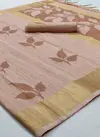 Peach Designer Rajtex Korin Soft Handoom Weaving Silk Party Wear Saree 129004