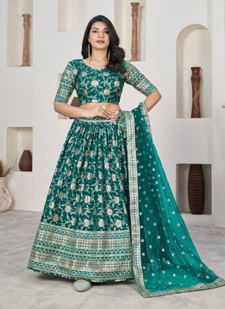 Rama Colour Aalisha Vol 1 By Aawiya Dola Jacquard Designer Lehenga Choli Wholesale Online 1020