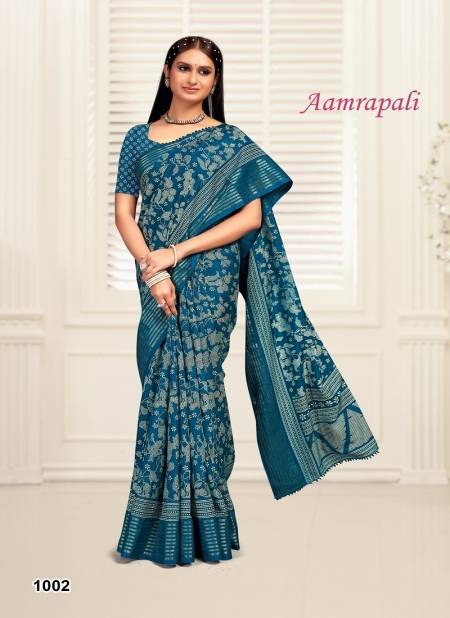 Rama Colour Aamrapali By Mahamani 1001 TO 1006 Series Dola Silk Sarees Exporters In India 1002