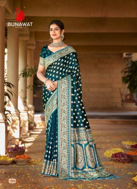 Rama Colour Akshat By Bunawat Satan Silk Designer Wedding Sarees Wholesale Online 1006