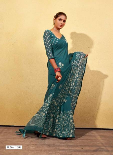 Rama Colour Ankita By Mahamani Creation Georgette Designer Saree Catalog 1009