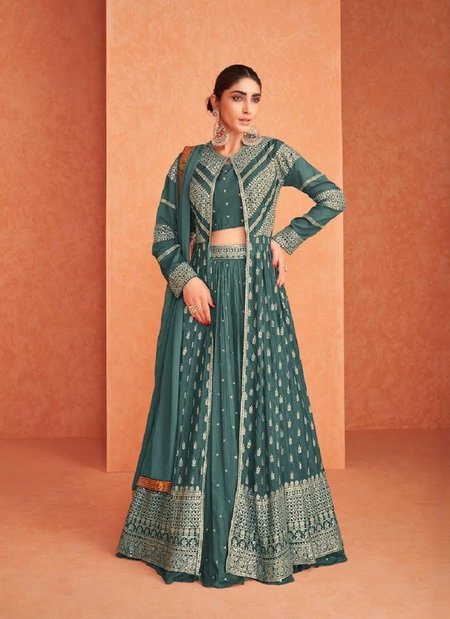 Rama Colour Naksh Colour Plus By Flossy Georgette Indo Western Lehenga Choli Catalog 1-B