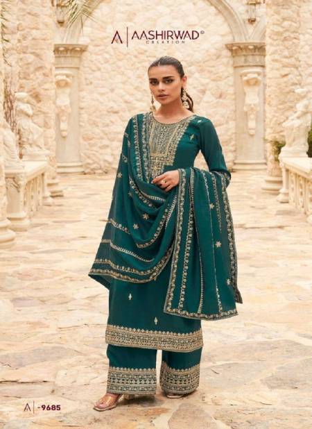 Rama Colour Ogaan By Aashirwad Premium Silk Designer Salwar Kameez Catalog 9685
