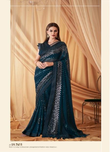 Rama Colour Sparkle 4 TFH New Latest Georgette Designer Party Wear Saree Suppliers In India SPA-7611