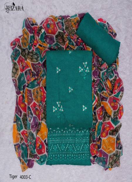 Rama Colour Tiger By Gulzara Multi Sequence Embroidery Non Catalog Dress Material 4003 C