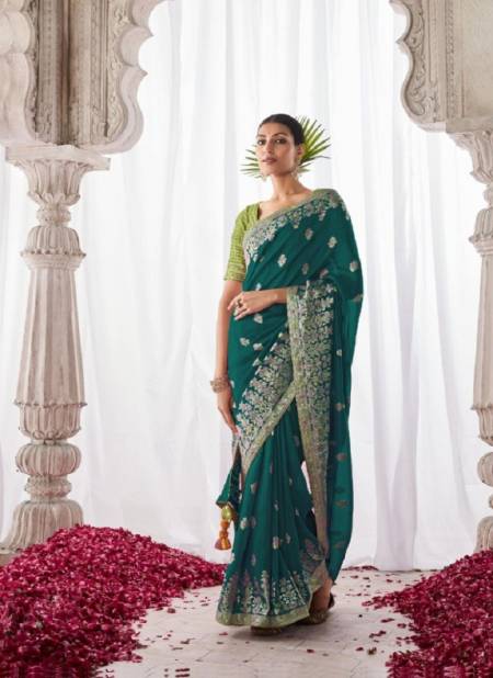 Rama Green Colour Asiyana By Kimora Silk Designer Wedding Wear Saree Catalog SA-250