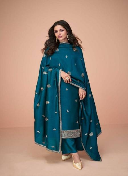 Rama Green Colour Hiva By Aashirwad Creation Premium Silk Designer Salwar Kameez Catalog 9731