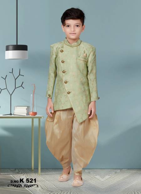 Rama Green Colour Kids Party Wear Kurta Pajama Catalog K 521