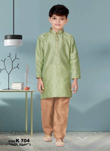Rama Green Colour Kids Party Wear Kurta Pajama Catalog K-704