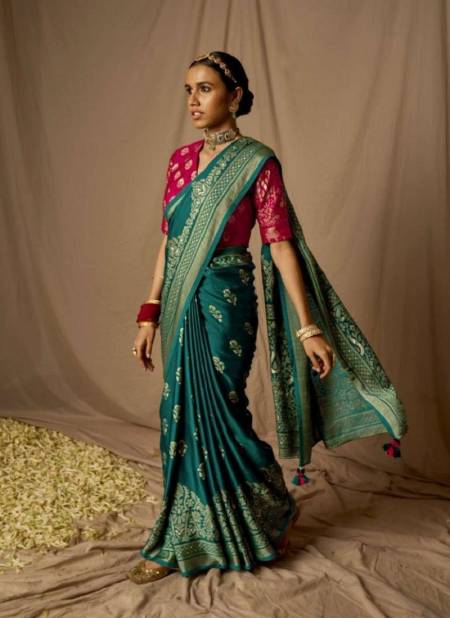 Rama Green Colour Meera Soft Silk By Kimora Soft Brasso Silk Designer Saree Catalog P 16071