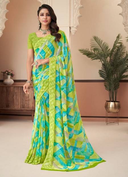 Rama Green Colour Raga Georgette Vol 7 By Ruchi Smooth Georgette Printed Saree Catalog 25705 A