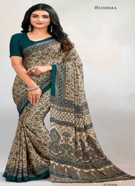 Rama Green Colour Sushma Set 57 Daily Wear Printed Saree Catalog 5704 B